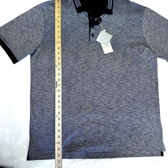 MONTECHIARO Men's Polo Shirt Navy White Zig Zag Print Cotton SZ 56/2XL ITALY - Picture 11 of 16